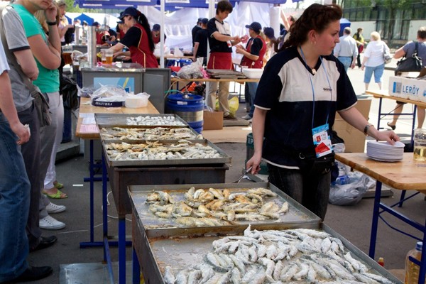 Bancarelle con il pesce fritto a Lenexpo
