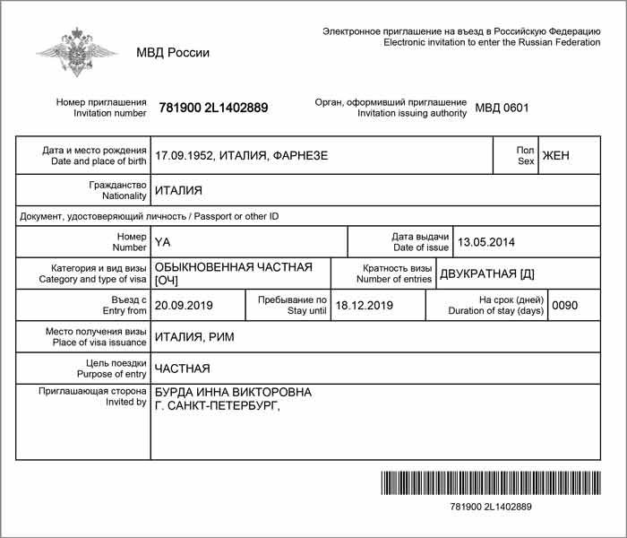 Lettera elettronica dell'invito per la Russia Lettera elettronica dell'invito per la Russia